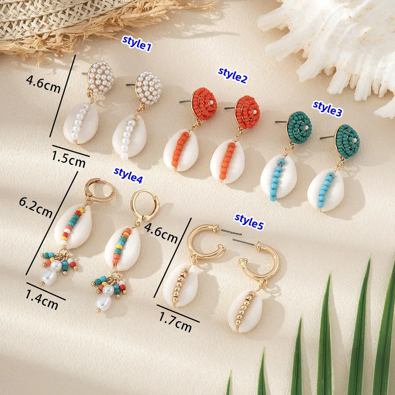 1 Paire Conque Style Marin Coquille Boucles D'oreilles