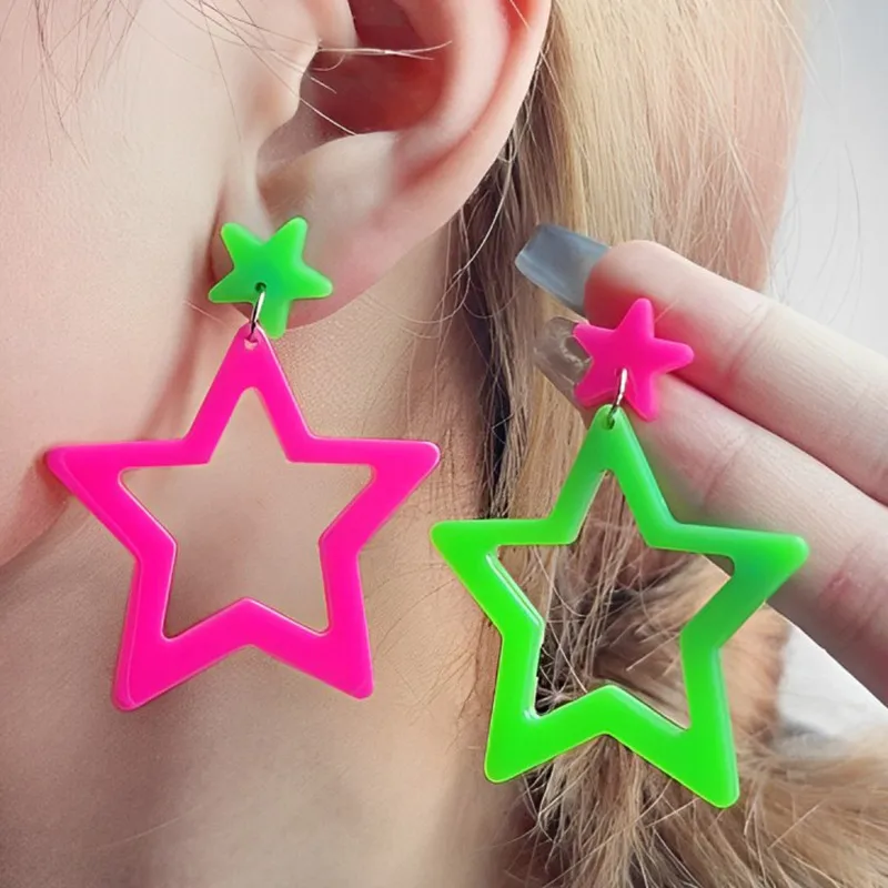 1 Pair Pentagram Cute Acrylic Drop Earrings