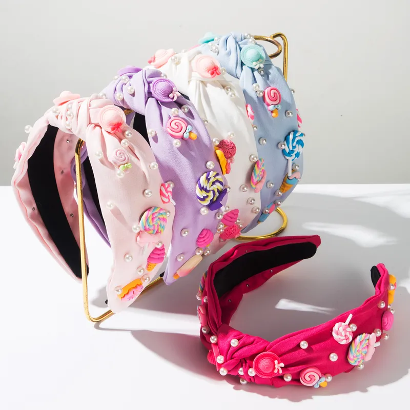 Mujeres Chupete Clásico Estilo Clásico Tela Perla Banda Para El Cabello