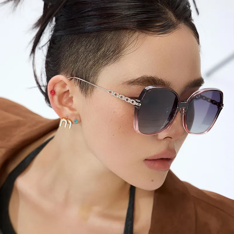 Special-Shaped Mirror Vacation Simple Style Round Ac Gradient Tinted Lenses Full Frame Women's Sunglasses