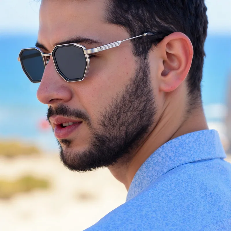 Square Vacation Pc Gradient Tinted Lenses Full Frame Men's Sunglasses