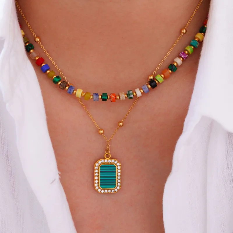 Élégant Femme Style Simple La Pierre Naturelle Acier Au Titane Géométrique Placage Femmes Ensemble De Bijoux