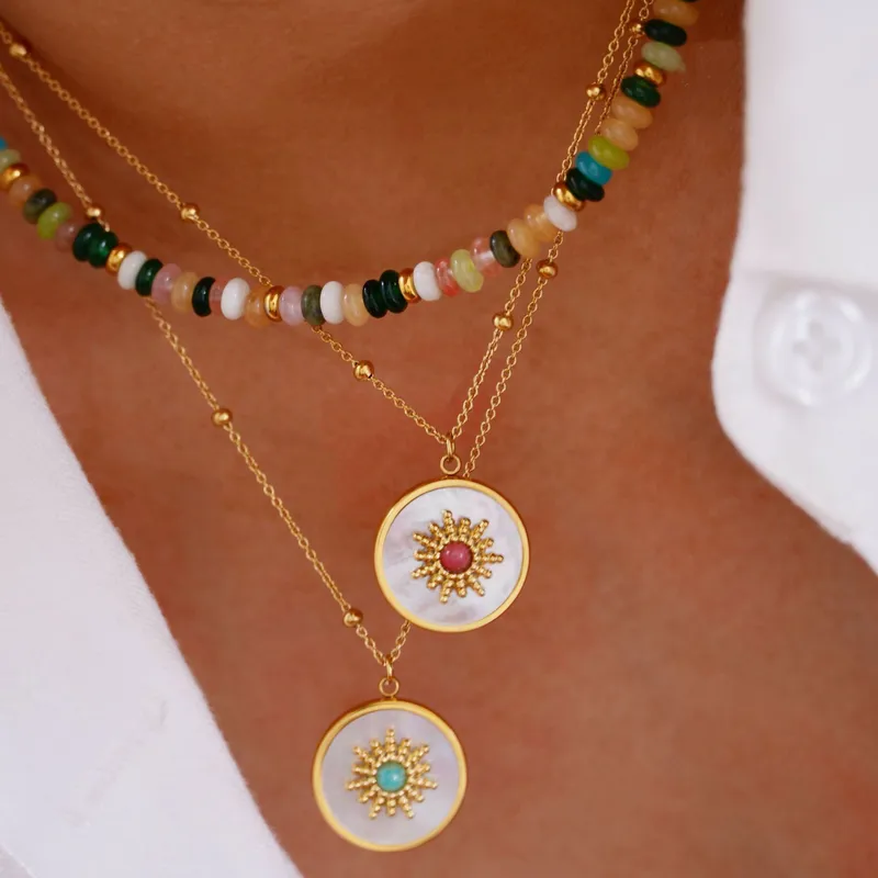 Estilo Simple Con Cuentas Acero Titanio Geométrico Mujeres Pulsera Collar