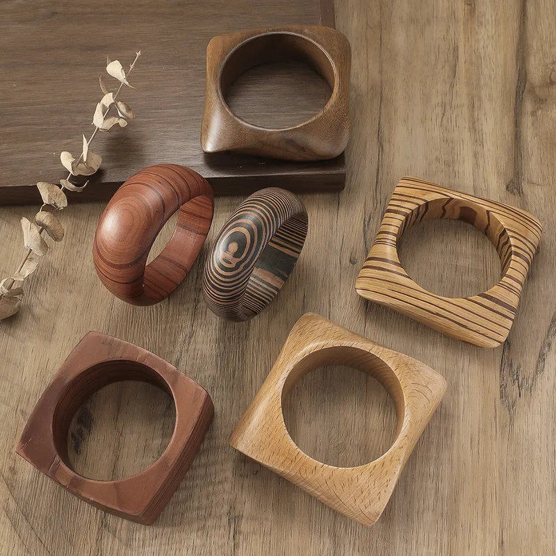 Geometric Retro Classic Style Wood Bangle Wholesale