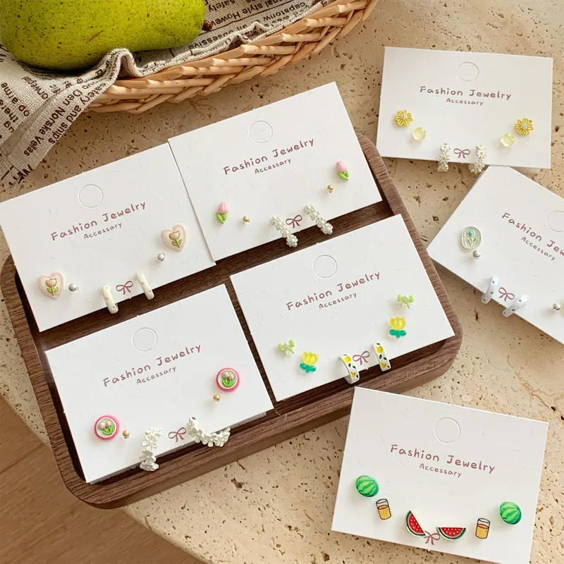 1 Jeu Fleur Mignon Sucré Alliage Émail Boucles D'Oreilles