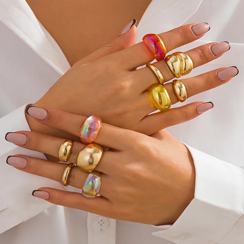 Estilo Simple Estilo Clásico Aleación Resina Geométrico Enchapado Mujeres Anillos