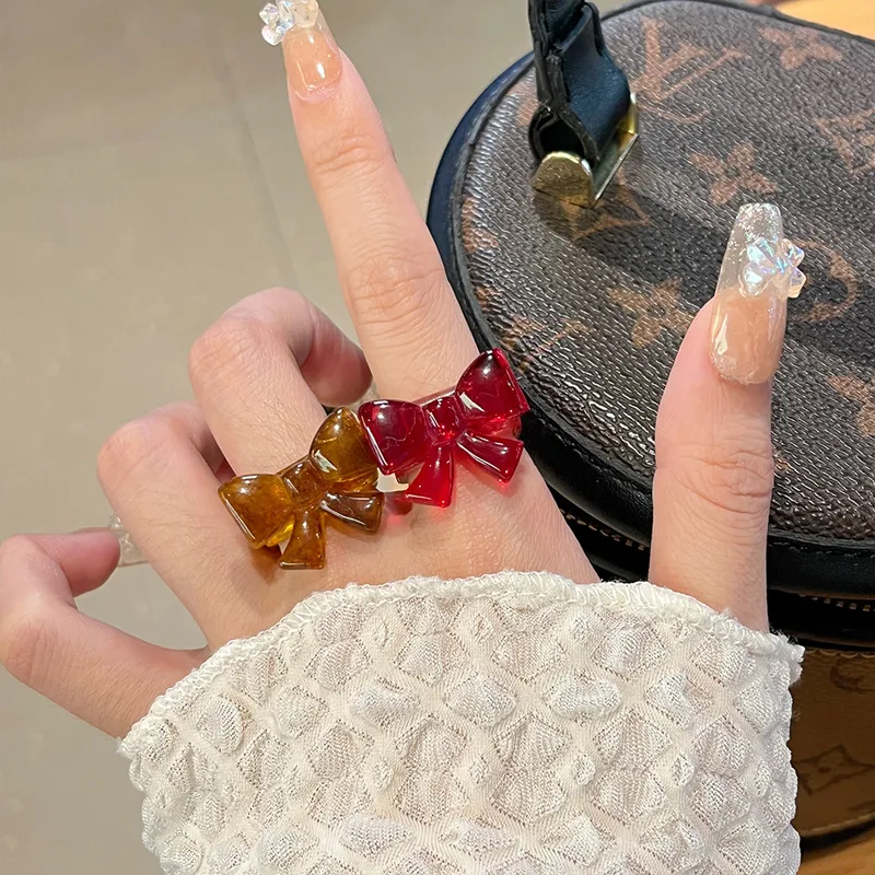 Lindo Acrílico Nudo De Lazo Mujeres Anillos