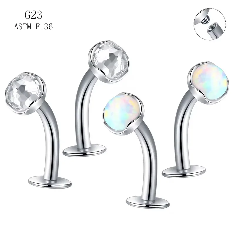 1 Piece Titanium Alloy Casual Vacation Beach Round Rhinestones Opal Inlay Belly Rings