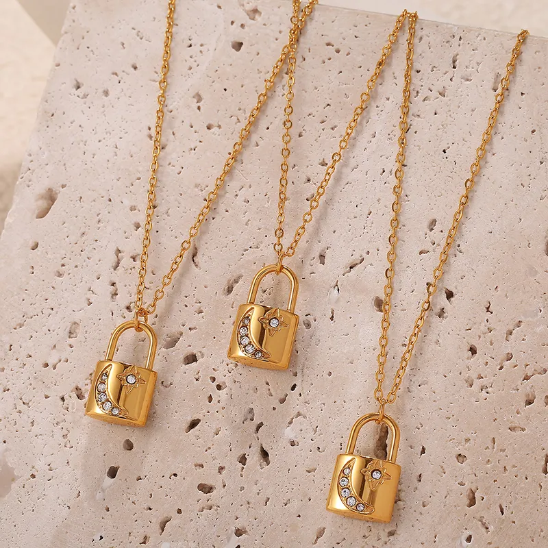 Lock Glam Queen Bridal 304 Stainless Steel Pendant Necklace Lobster Trigger Clasp Closure