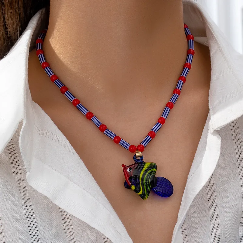 Pez Lindo Vidrio Collar Colgante Venta Al Por Mayor
