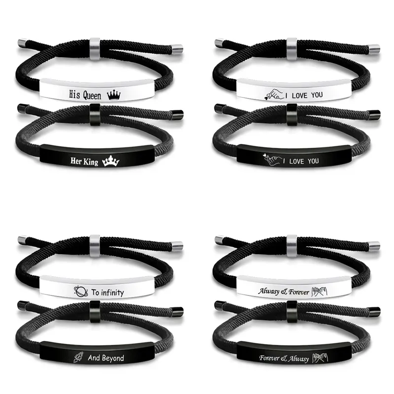 Letter French Style Romantic Simple Style 304 Stainless Steel Rope Bracelets Wholesale
