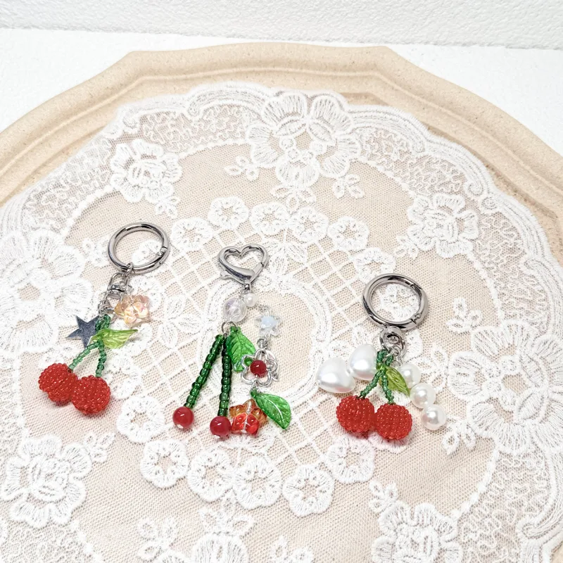 Cute Alloy Resin Star Cherry Unisex Bag Pendant Keychain