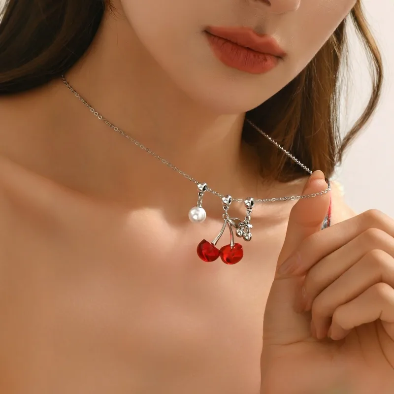 Cereza Elegante Estilo Moderno Aleación Aleación De Zinc Collar Colgante Venta Al Por Mayor