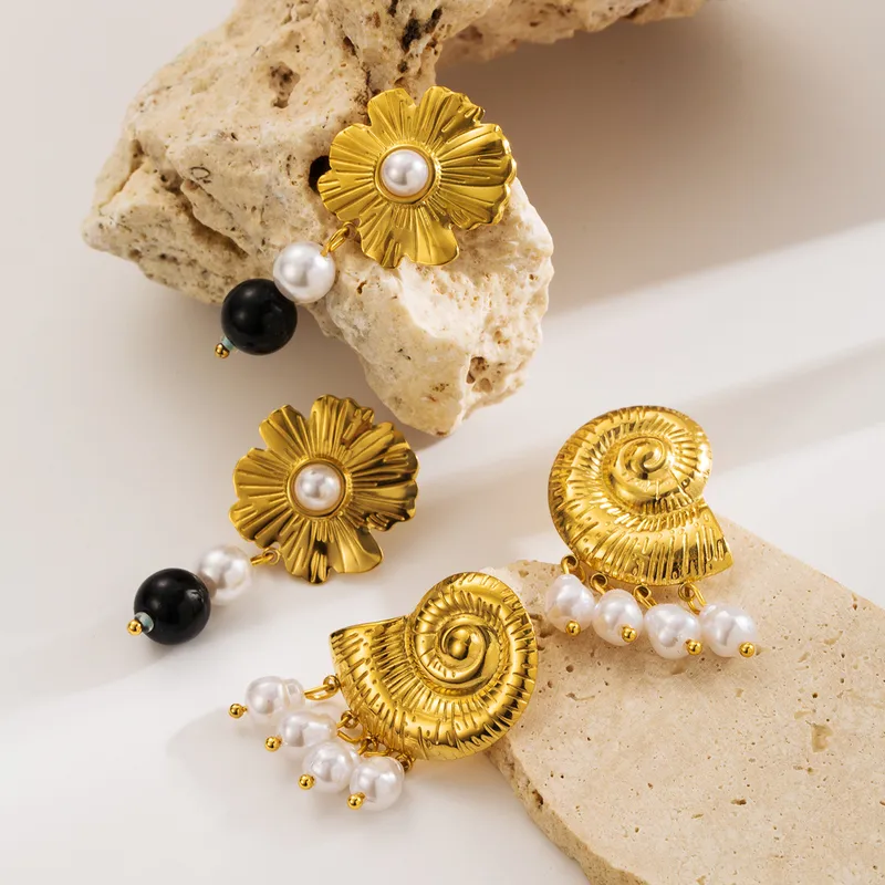 1 Par Flor Dulce Artístico Acero Inoxidable 304 Enchapado Pendientes De Gota