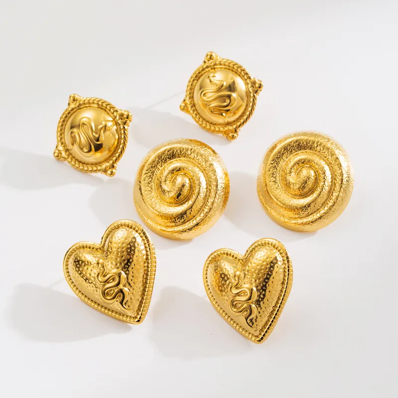 1 Paire Couleur Unie Style Moderne Style De Luxe À Prix Abordable Acier Inoxydable 304 Placage Boucles D'Oreilles