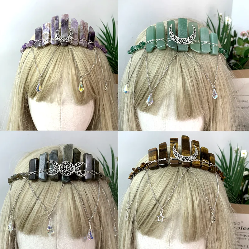 Women's Moon Solid Color Classical Pastoral Gem Iron Hair Band