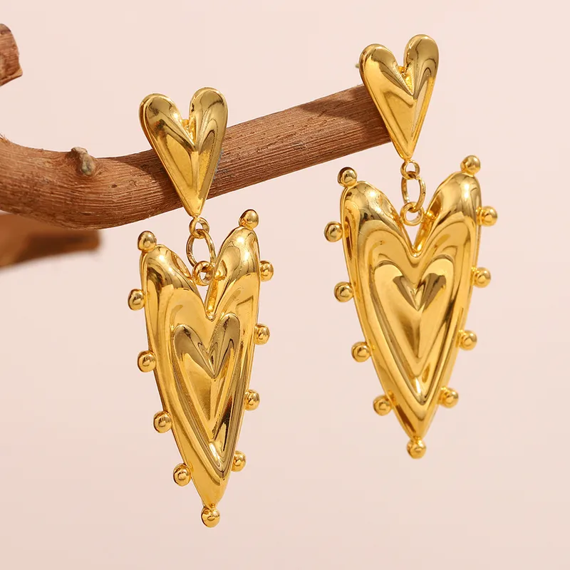 1 Pair Heart Shape Glam Modern Style 304 Stainless Steel Plating Drop Earrings