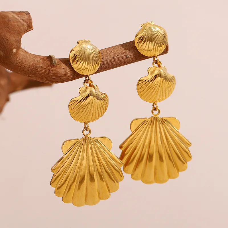 1 Pair Shell Modern Style Shiny 304 Stainless Steel Plating Drop Earrings