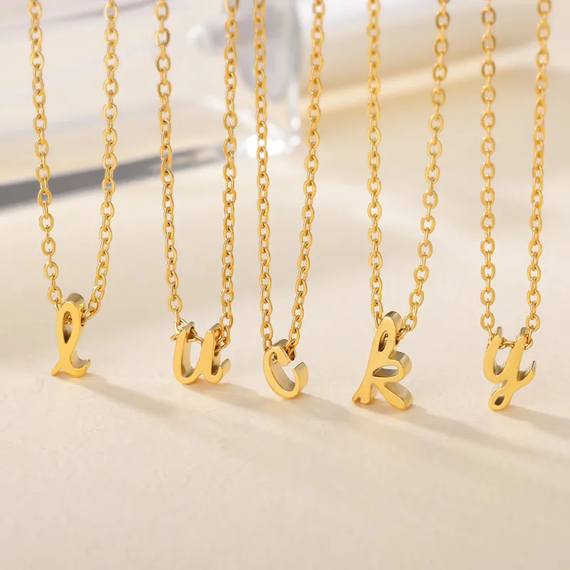 Letter Simple Style 304 Stainless Steel Pendant Necklace Plating Lobster Trigger Clasp Closure