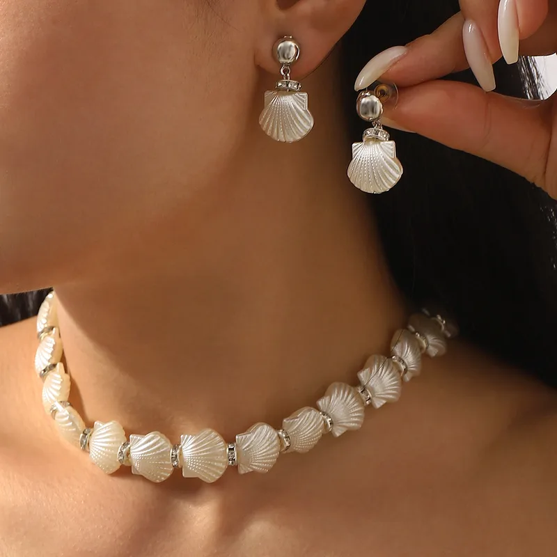 Elegante Estilo Moderno Aleación Resina Cascarón Enchapado Mujeres Conjunto De Joyas