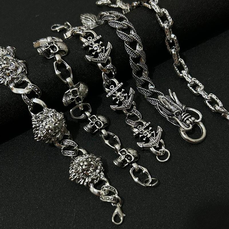 Crâne Hip Hop Rétro Alliage De Zinc Bracelets De Gros