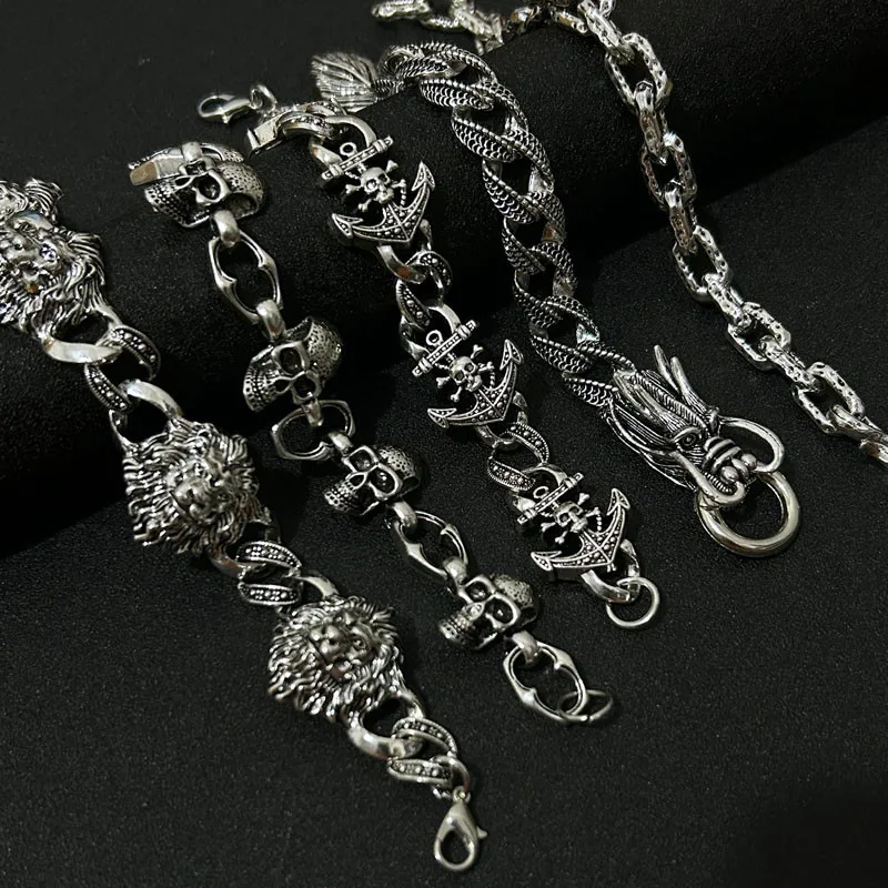 Skull Hip-Hop Retro Zinc Alloy Bracelets Wholesale