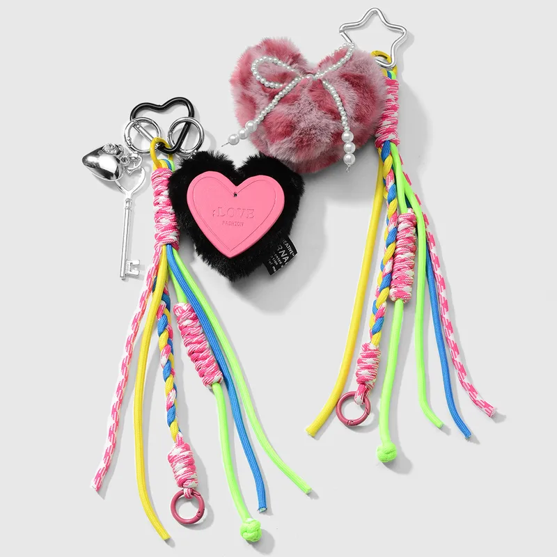 Style Moderne Faux Cuir Perle D'Imitation Peluche Star Forme De Cœur Nouer Femmes Pendentif De Sac Porte-Clés