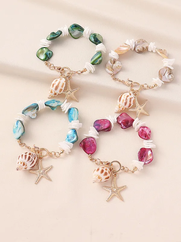 Gravel Zinc Alloy Vacation Beach Starfish Conch Anklet