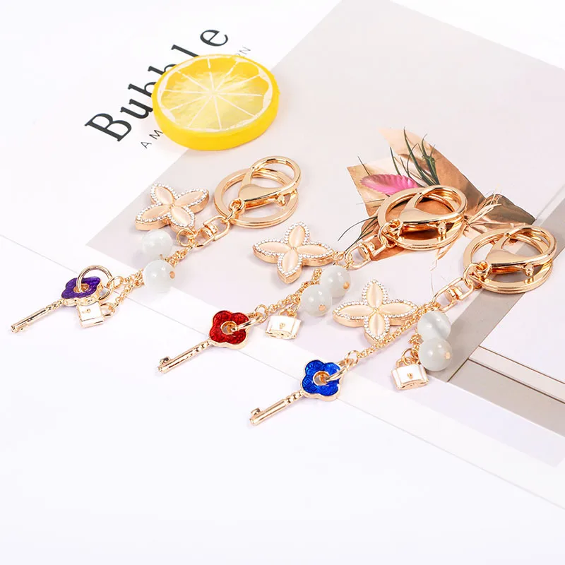 New Style Alloy Four Leaf Clover Women's Bag Pendant Keychain