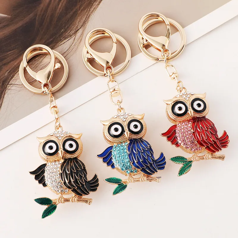 Modern Style Alloy Owl Unisex Bag Pendant Keychain