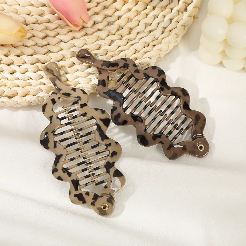 Femmes Banane Clip Animal Luxueux Romantique Plage Résine Synthétique Résine Impression Et Teinture Fait Main Pince À Cheveux Couvre-Chef