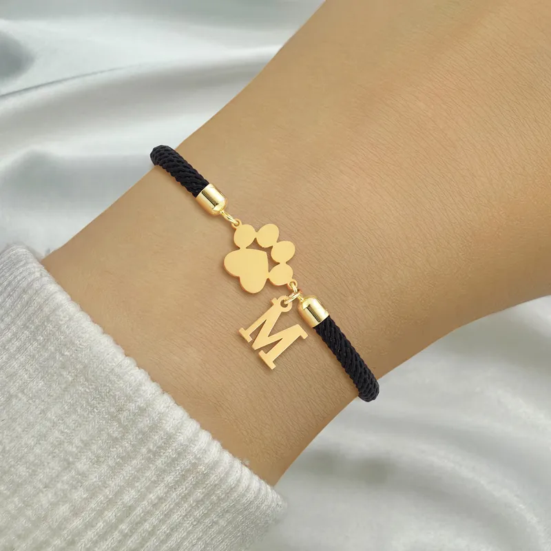 Letter Paw Print Elegant Simple Style Classic Style Zircon 304 Stainless Steel Nylon Bracelets Wholesale