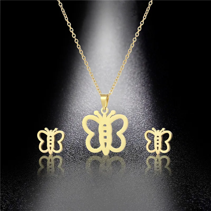 Bohémien Style Simple Style Classique Acier Inoxydable 201 Papillon Femmes Ensemble De Bijoux