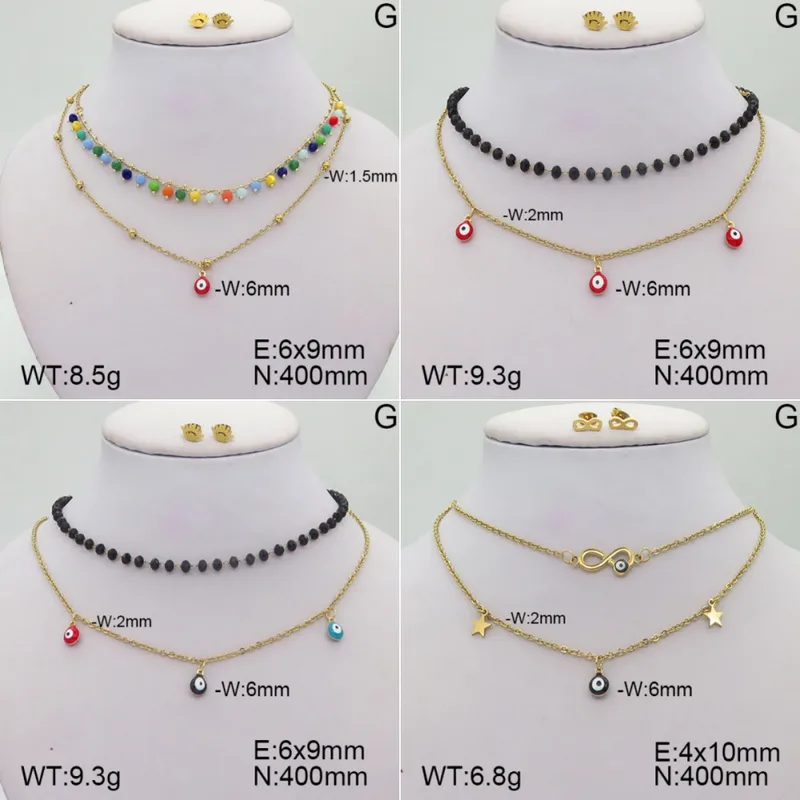 Casual Elegante Lindo Acero Inoxidable 304 Ojo Enchapado Circón Chapados En Oro De 18K Mujeres Conjunto De Joyas