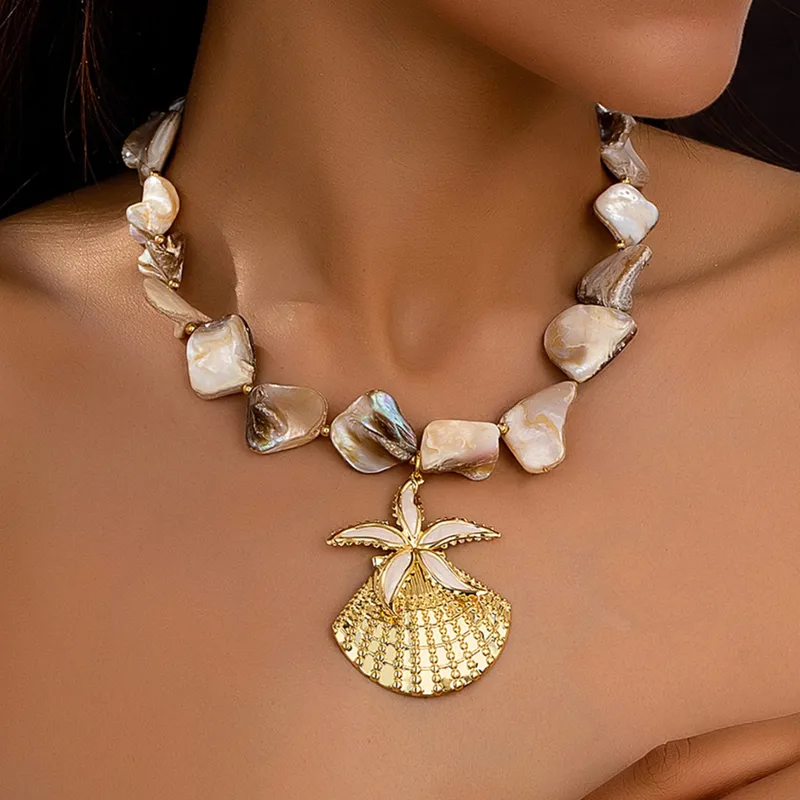 Vieira Estrella De Mar Estilo Marino Aleación Concha Collar Colgante Venta Al Por Mayor