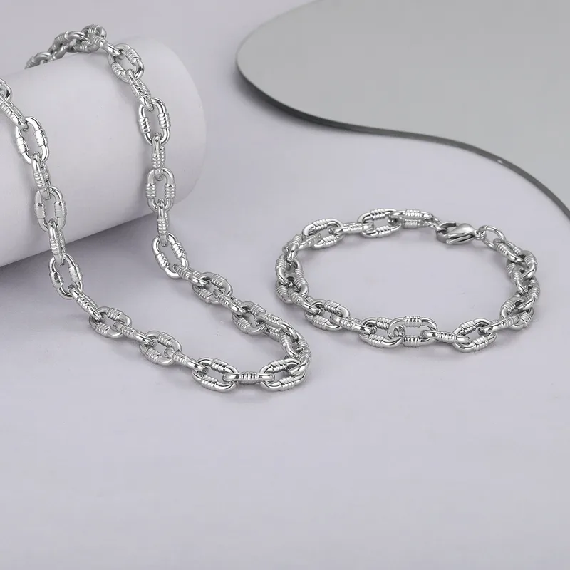 Estilo Vintage Acero Titanio Geométrico Enchapado Hombres Pulsera Collar