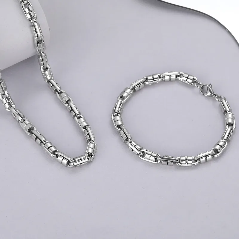 Hip Hop Style Classique Acier Au Titane Géométrique Hommes Bracelets Collier