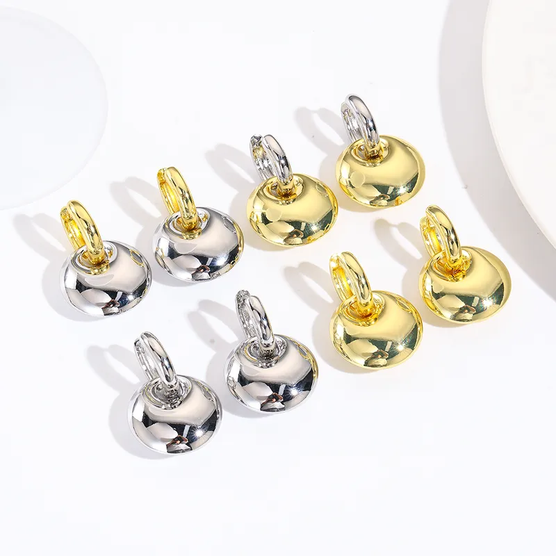 1 Pair Geometry Round IG Style Elegant Glam Copper 18K Gold Plated White Gold Plated Plating Drop Earrings