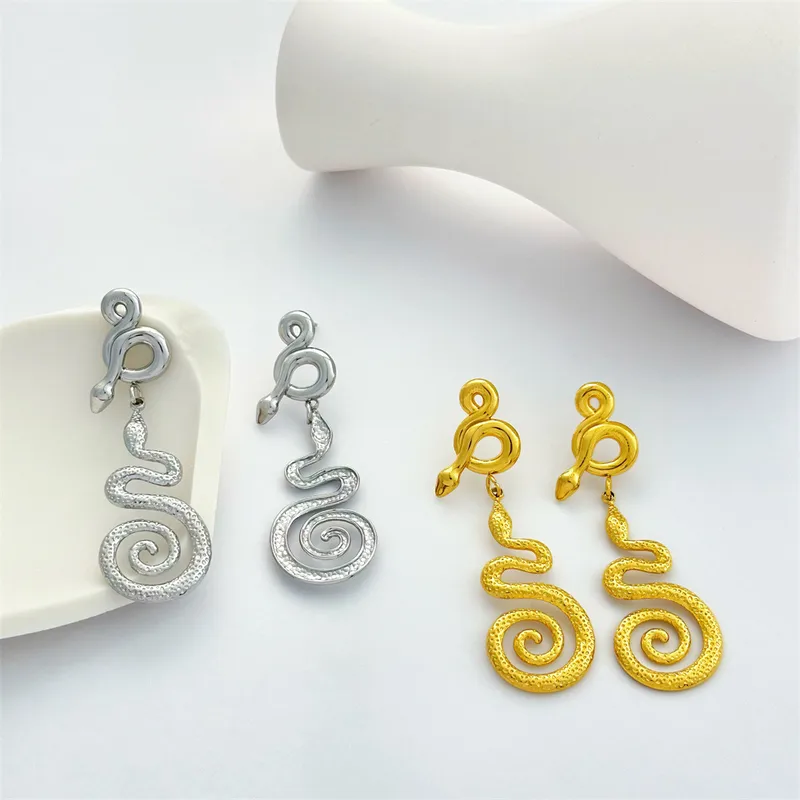 1 Pair Snake Classic Style 304 Stainless Steel Drop Earrings