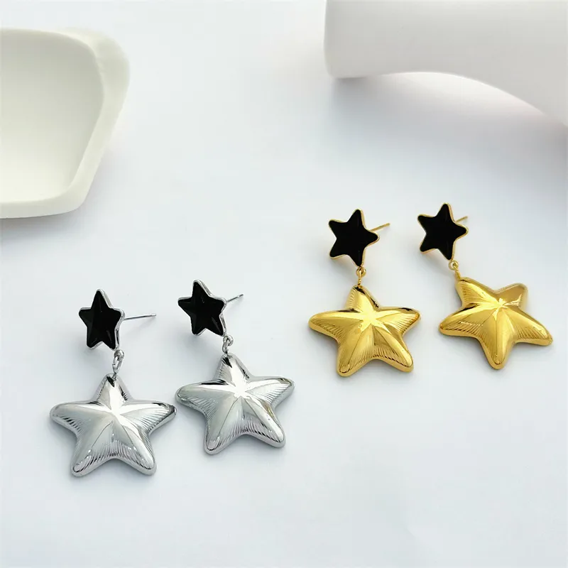 1 Pair Star Retro 304 Stainless Steel Drop Earrings