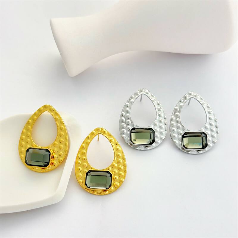 1 Paire Géométrique Rétro Acier Inoxydable 304 Boucles D'Oreilles
