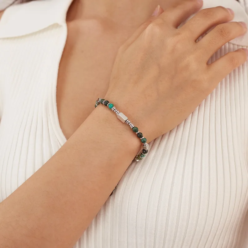 Geométrico Elegante Retro Señora Acero Inoxidable 304 Piedra Shoushan Ágata Pulsera Venta Al Por Mayor