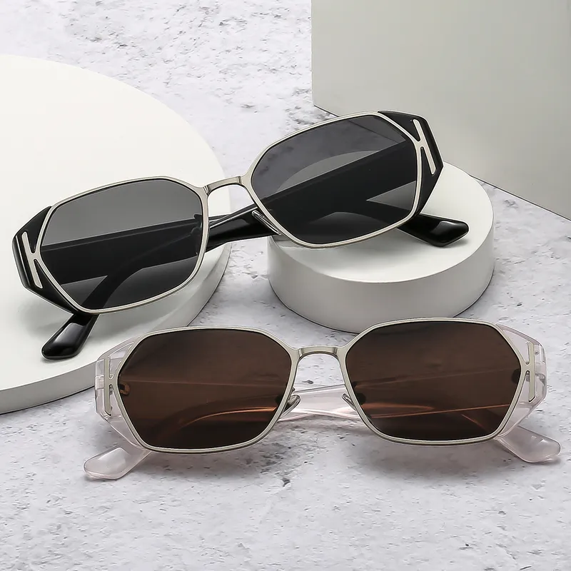 Cuadrado Casual Color Sólido C.A. Lentes Tintados Con Degradado Fotograma Completo Gafas De Sol Mujer