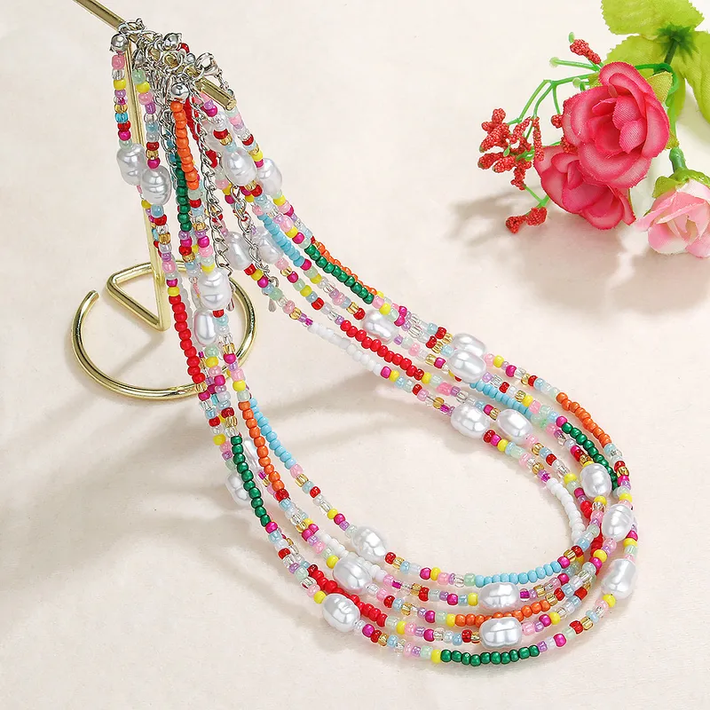 Rond Bohémien Verre Collier De Gros