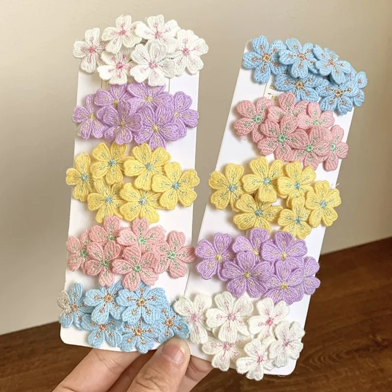 Doux Rose Fleur De Cerisier Barrettes Doux Broderie Fleur Épingle À Cheveux Tricoté Enfants Coiffe Cheveux Accessoires Frange Côté Clip
