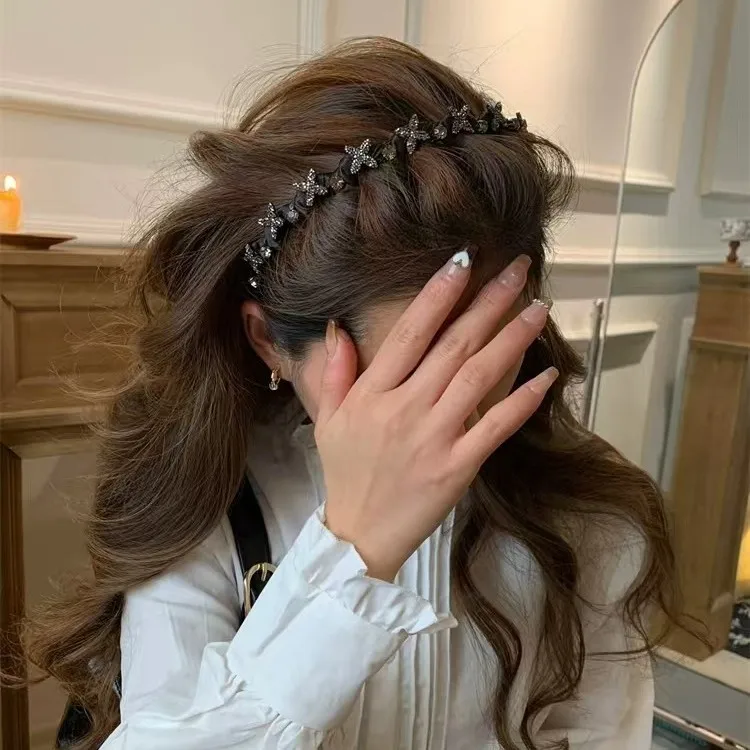 High-Grade Small Butterfly Velvet Wave Headband High Skull Top Headband Face Wash Non-Slip Toothed Hair Hoop Barrettes Hair Tie