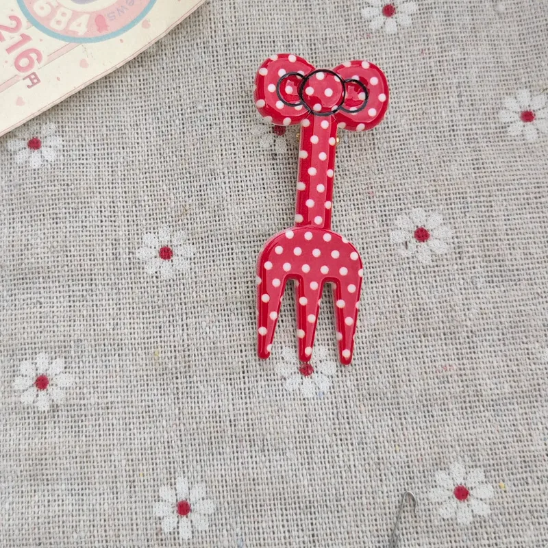 Cute Polka Dot Bow Fork Knife Barrettes Girlish Fresh Side Bang Clip Sweet Ins Style Hairpin