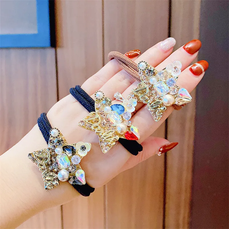 New Full Diamond XINGX Hair Rope Ponytail High Elastic Rubber Band Hair Band  Girl Temperament Hair Rope One Piece Dropshipping