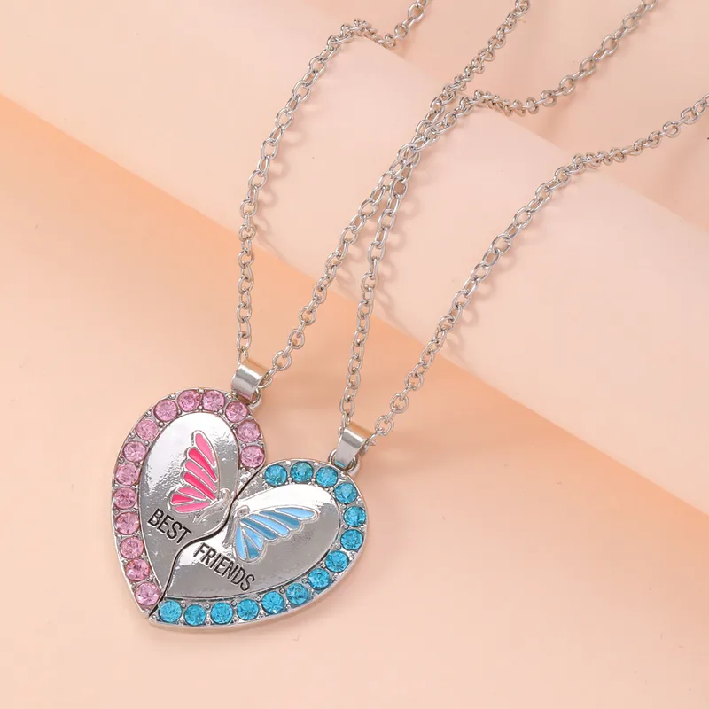 Violet Ornement Bon Ami Collier Meilleurs Amis Papillon Collier Créatif Enfants Amitié Transfrontalière Vente Chaude