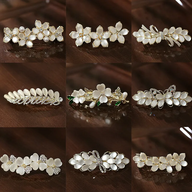 Elegante Clip De Cabeza De Temperamento De Primavera De Opal De Imitación A La Moda, Clip Horizontal, Horquilla, Horquilla Que Combina Con Todo, Accesorios Para El Cabello Para Dama Hermosa Tocado